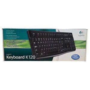 Logitech Keyboard K120 Wired‎ USB Spill Resistant Quiet Typing Full Size Number